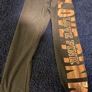Victoria secret pink, gray and gold love pink leggings